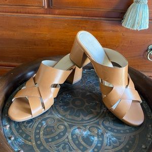 Cole Haan 3in block heel sandal, camel, 9.5B